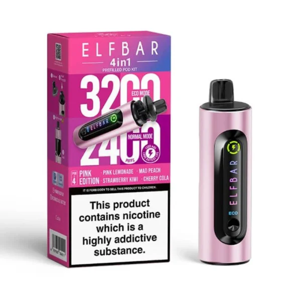 Pink Edition Elf Bar 4 in 1 3200 Puffs Disposable Vape