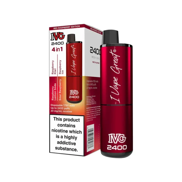 4 in 1 Red Raspberry Edition IVG 2400 Disposable Vape