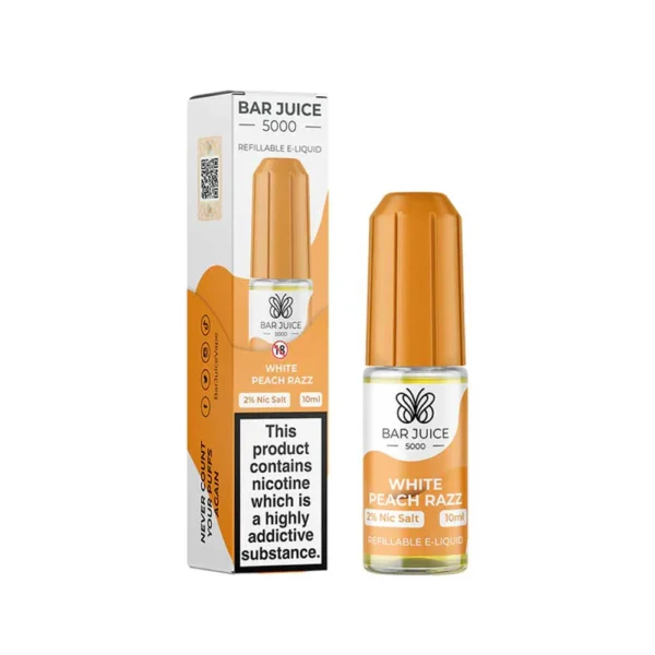 White Peach Razz Bar Juice 5000 10ml Nic Salts Eliquid